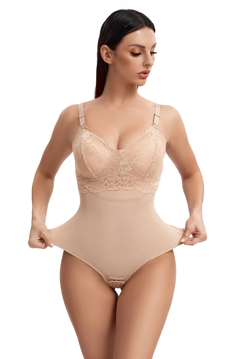 Seamless Lace Thong Bodysuit