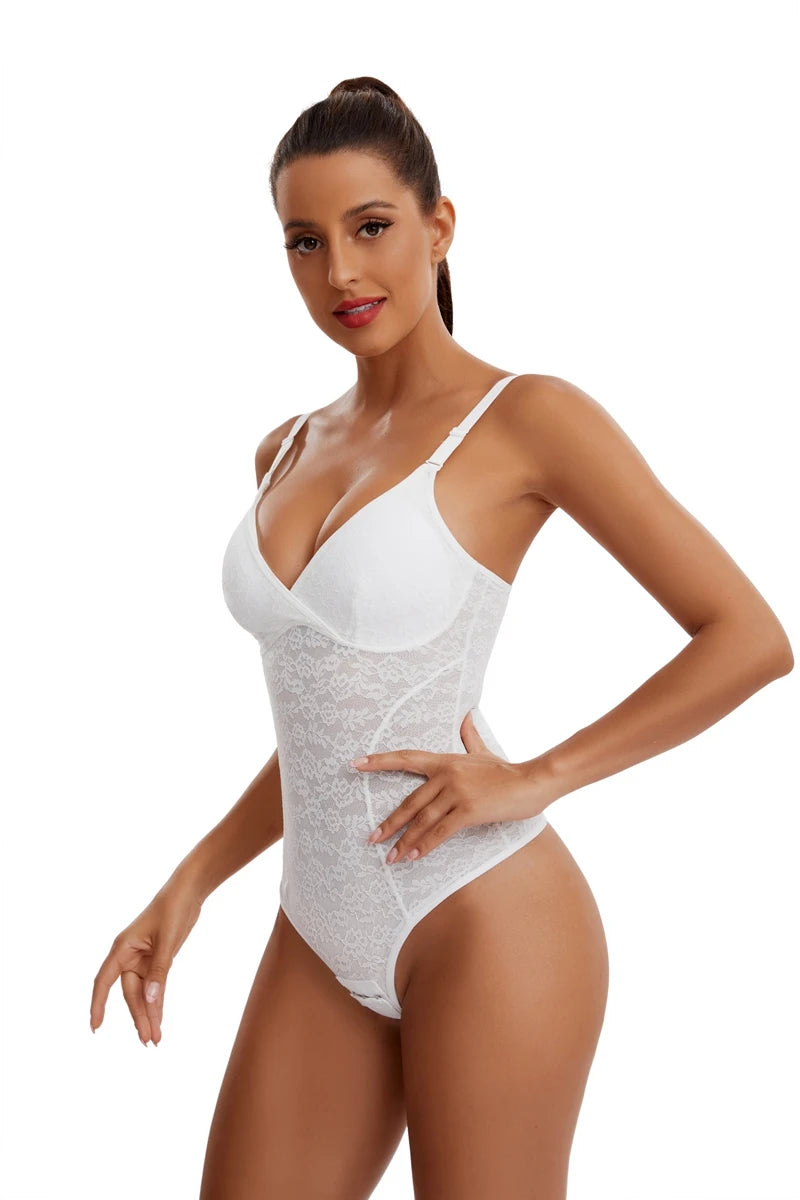 Seamless Lace Thong Bodysuit