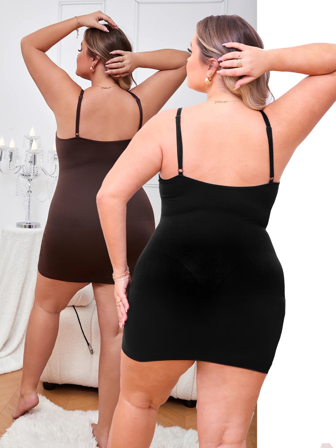 Plus Size V-Neck Shapewear Slip Dress