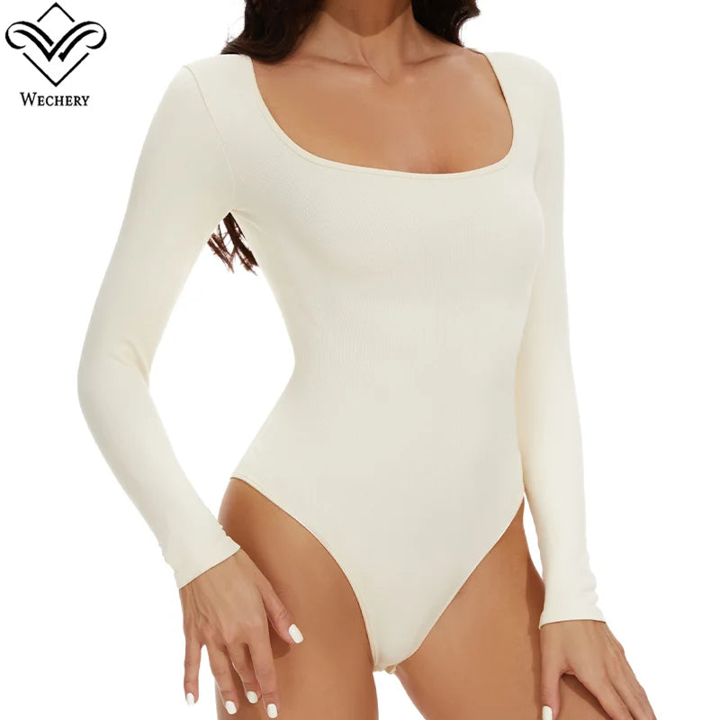 Seamless Long Sleeve Waist Trainer Bodysuit