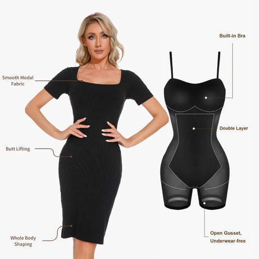 Full Body Dress Slip w/ Built in Shapewear Bra